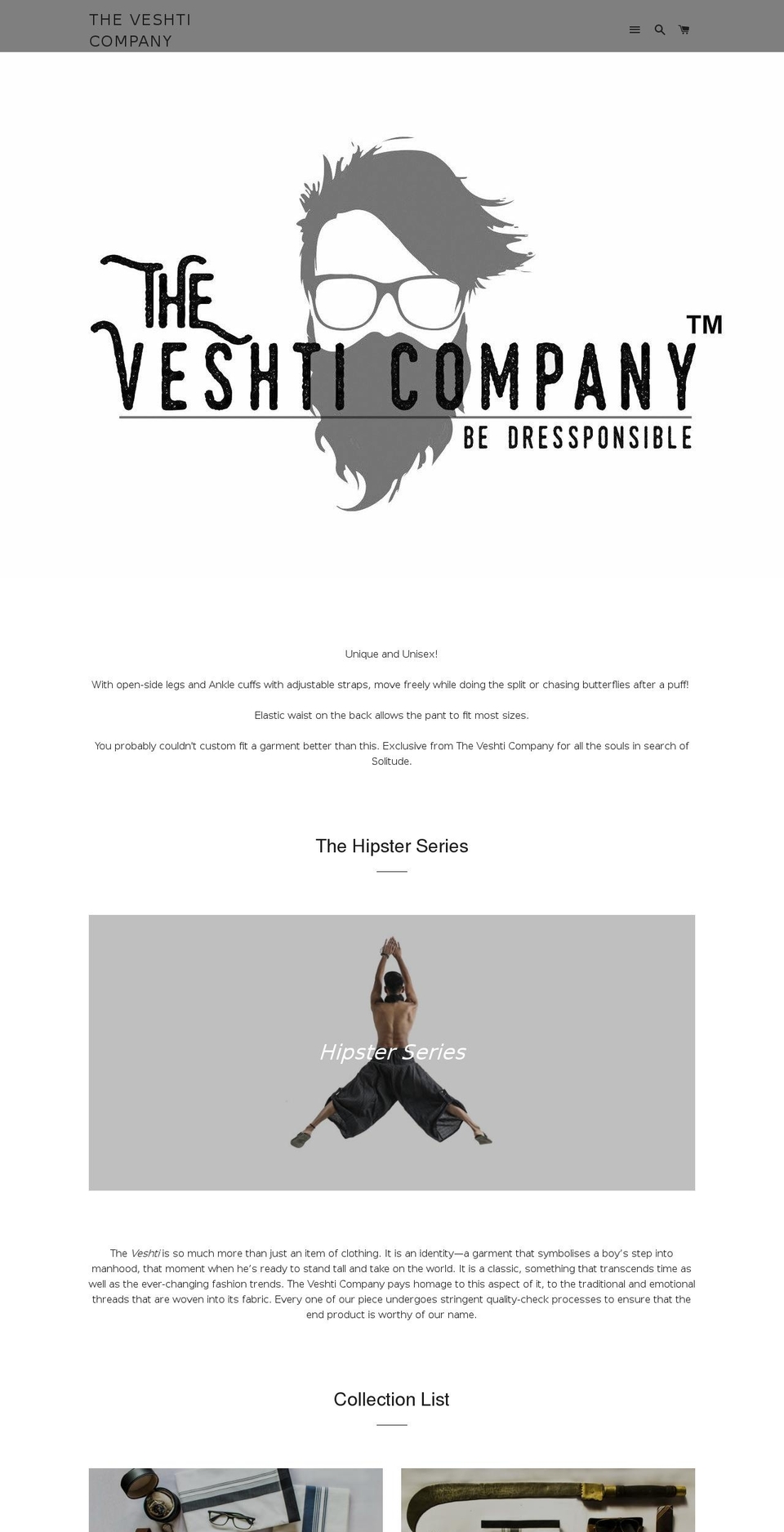 theveshticompany.com shopify website screenshot