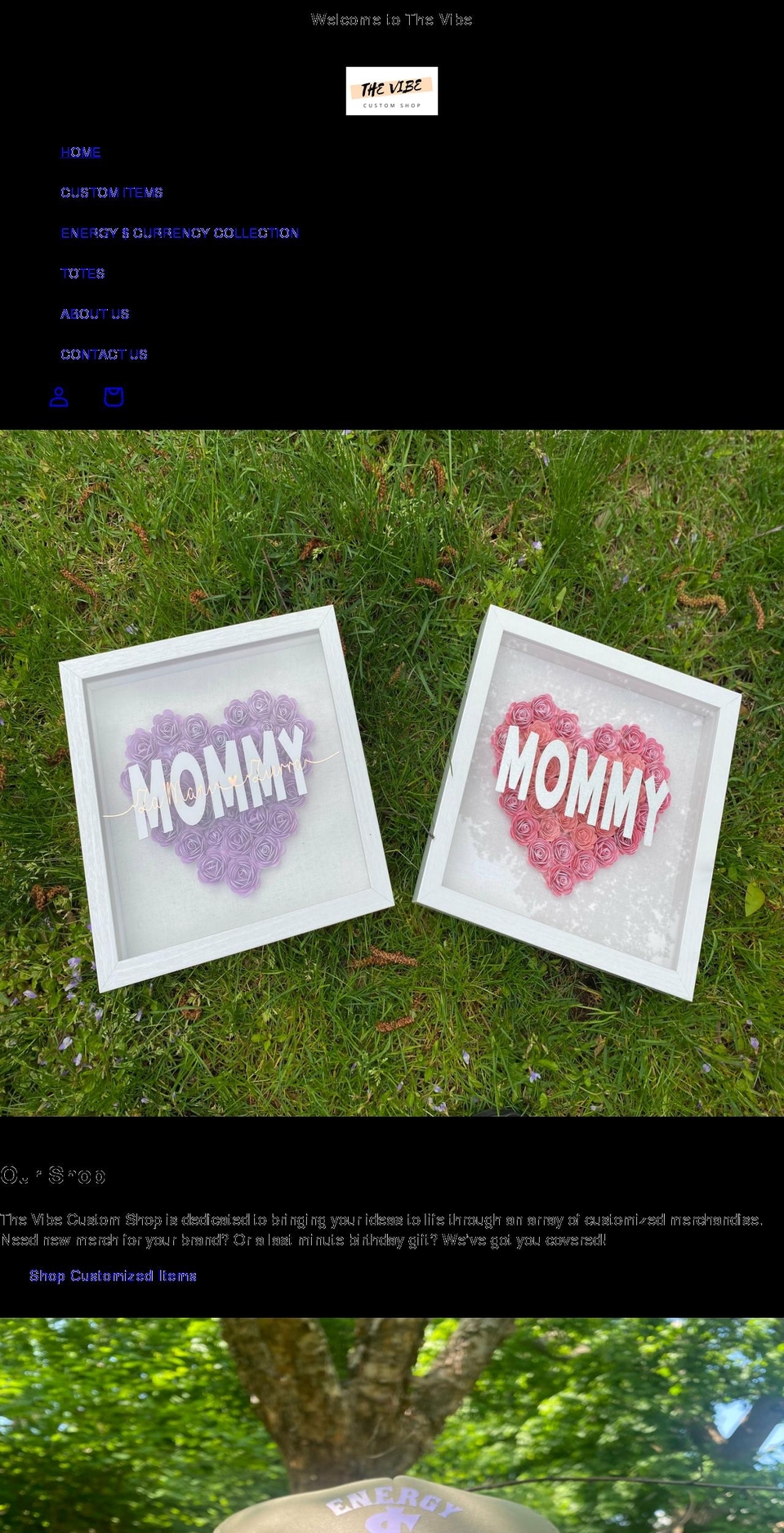 thevibecustomshop.com shopify website screenshot