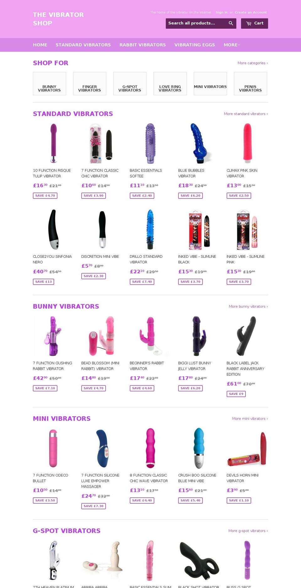 thevibratorshop.com shopify website screenshot