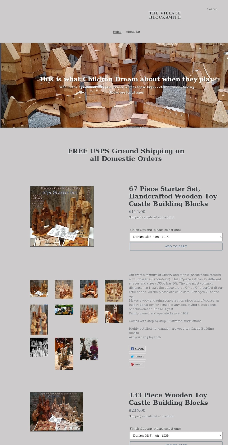 thevillageblocksmith.com shopify website screenshot
