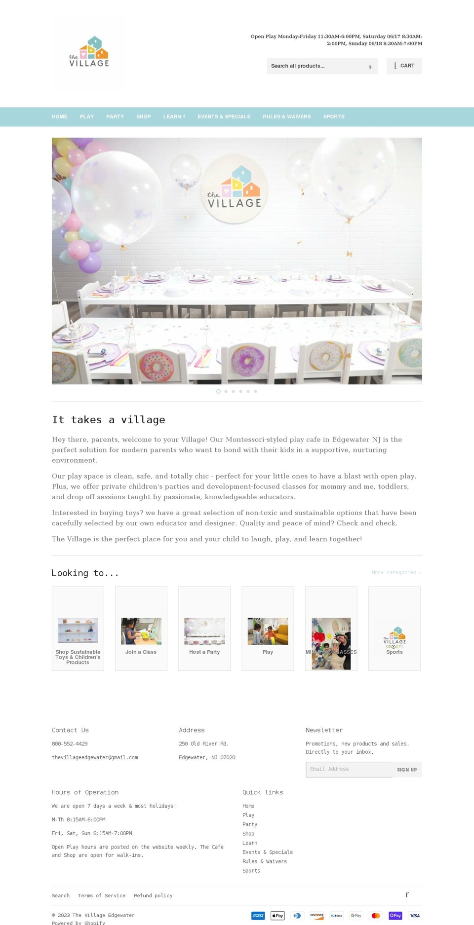 thevillageedgewater.com shopify website screenshot