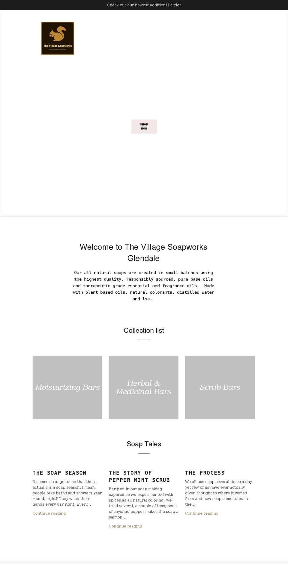 thevillagesoapworks.com shopify website screenshot