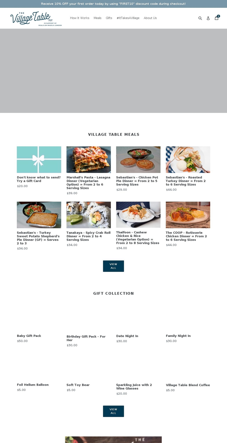 thevillagetable.ca shopify website screenshot