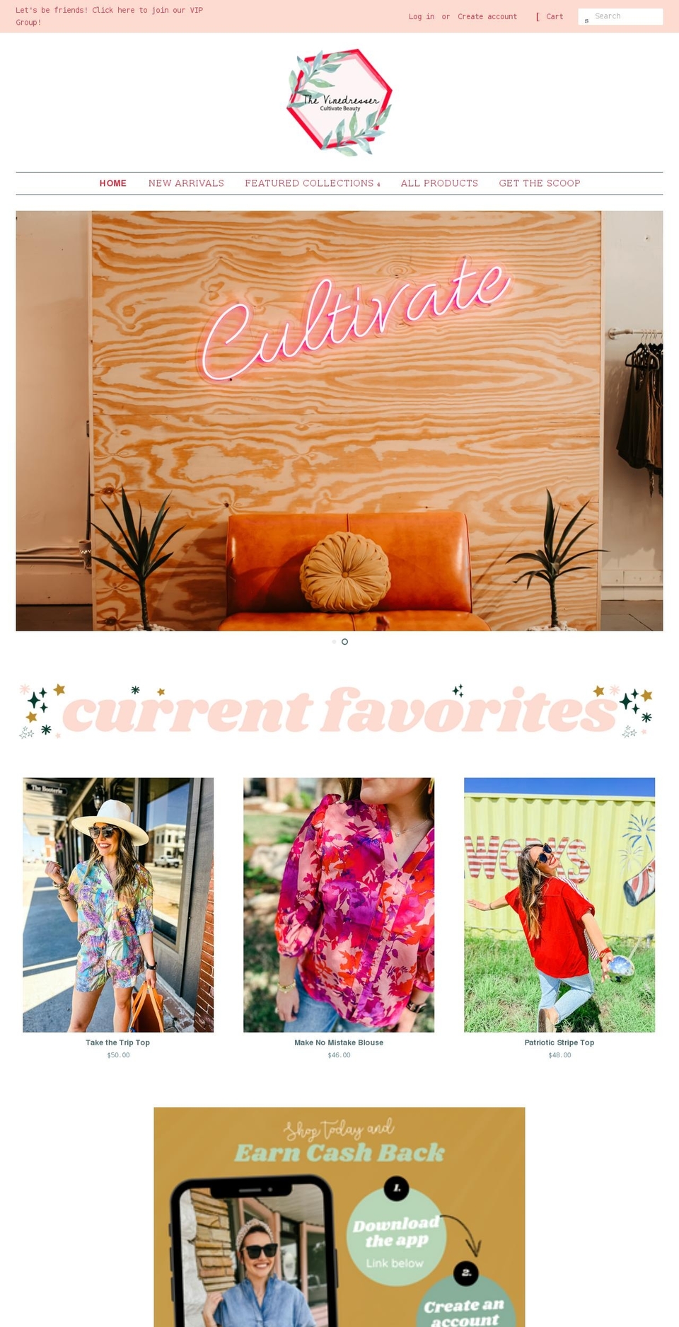 thevinedresserboutique.com shopify website screenshot