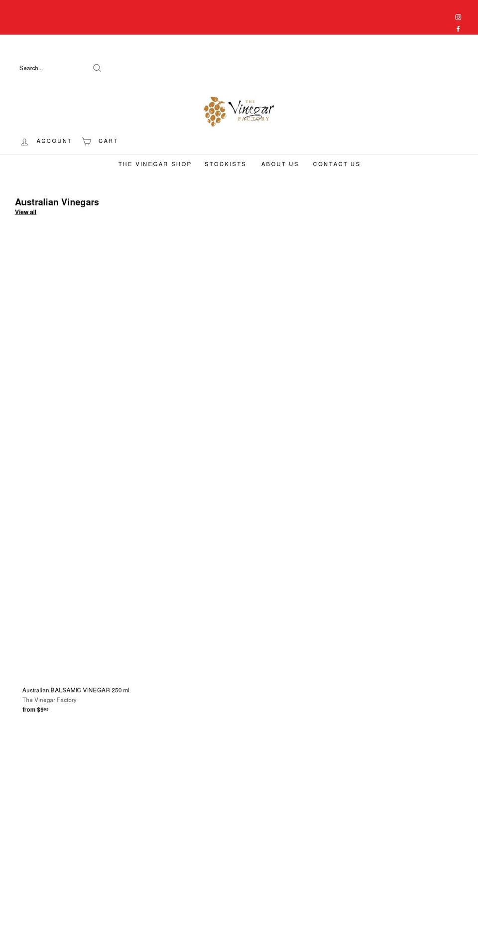 thevinegarfactory.com.au shopify website screenshot