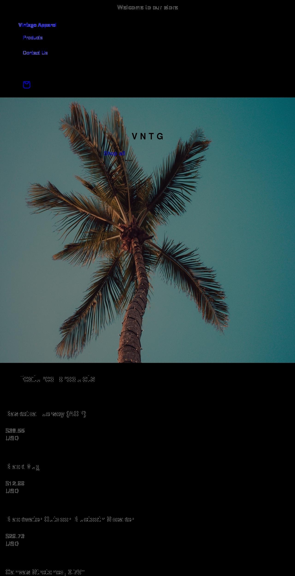 thevintageapparel.com shopify website screenshot