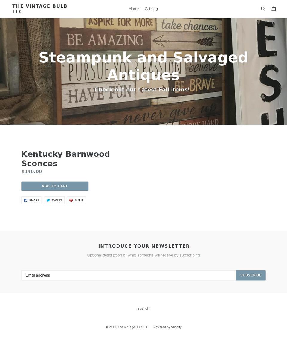 thevintagebulb.com — Shopify storefront screenshot