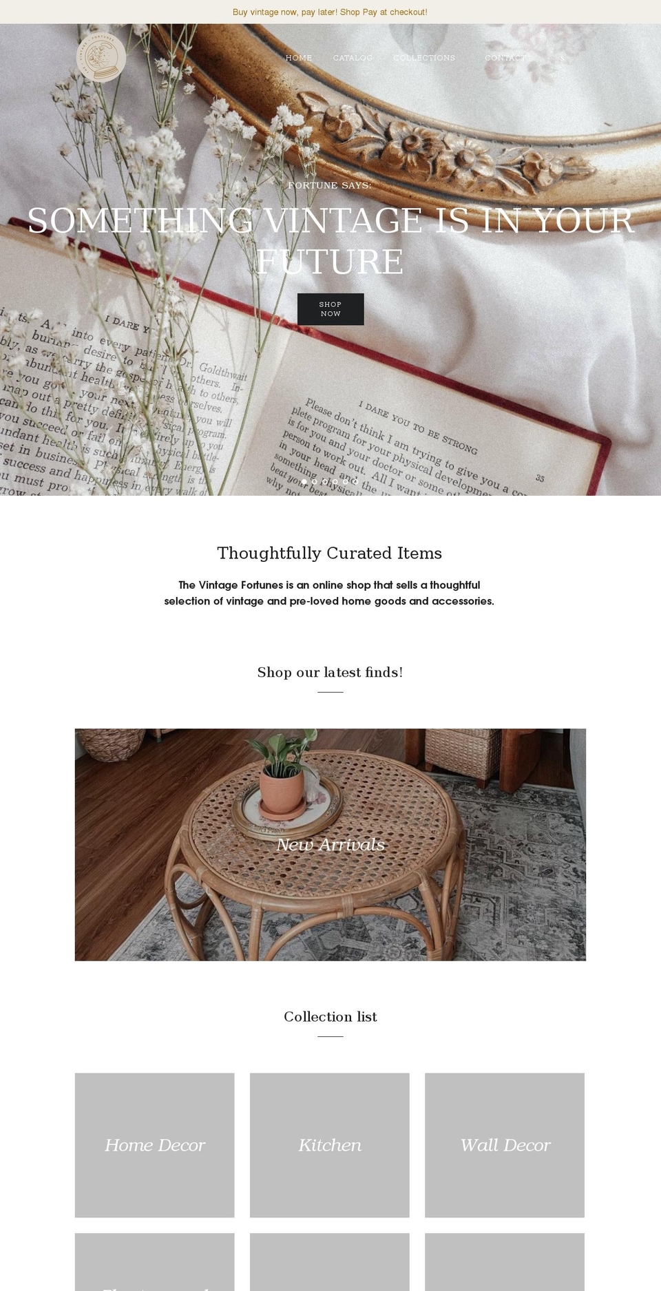 thevintagefortunes.com shopify website screenshot