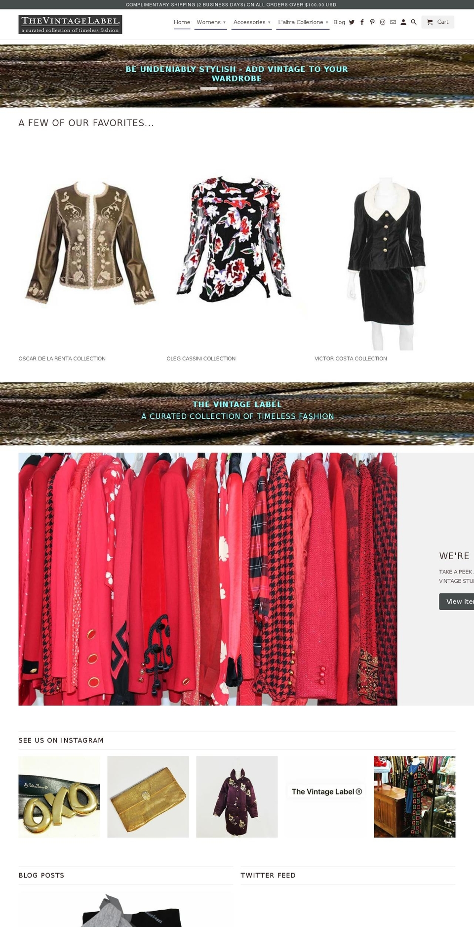 thevintagelabel.com — Shopify storefront screenshot