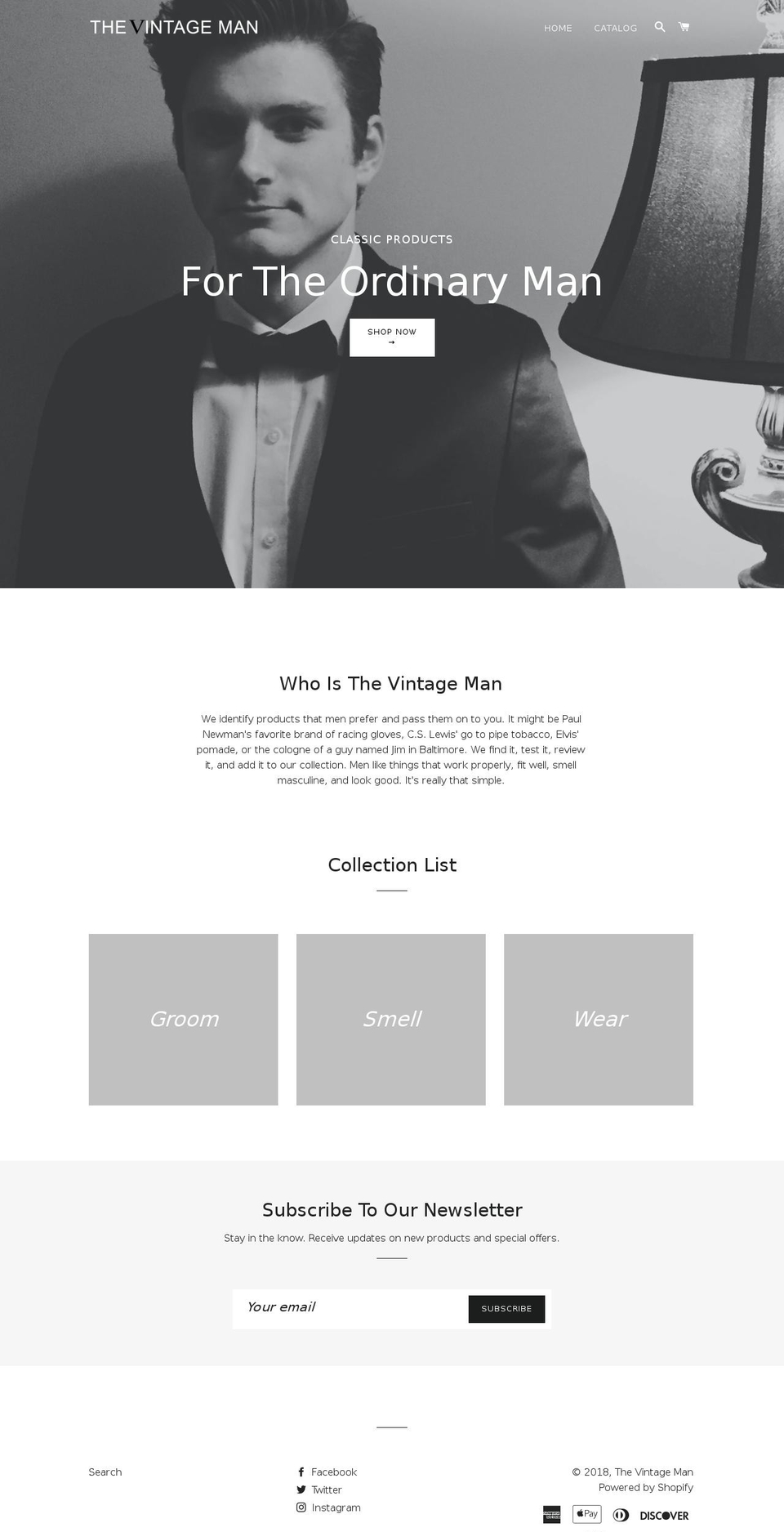 thevintageman.com — Shopify storefront screenshot