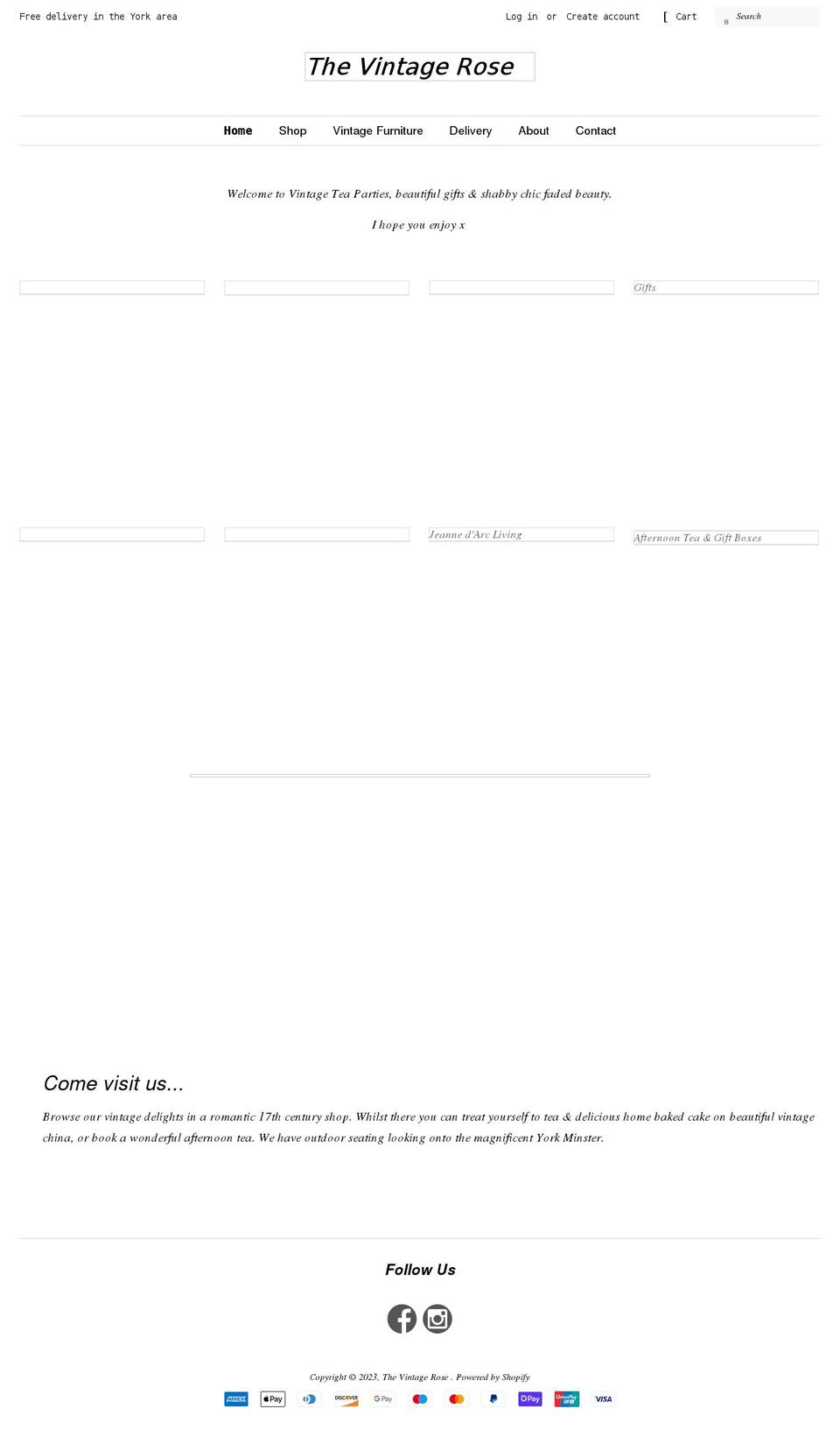 thevintagerose.co.uk shopify website screenshot
