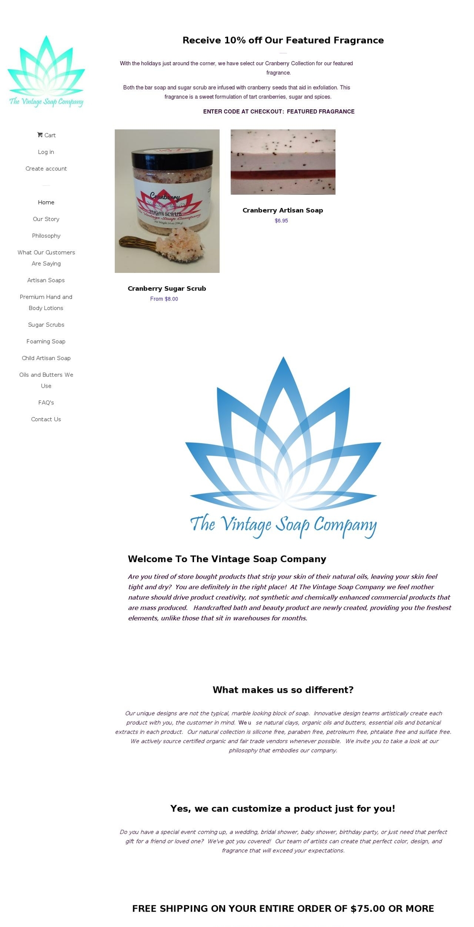thevintagesoapcofl.com — Shopify storefront screenshot