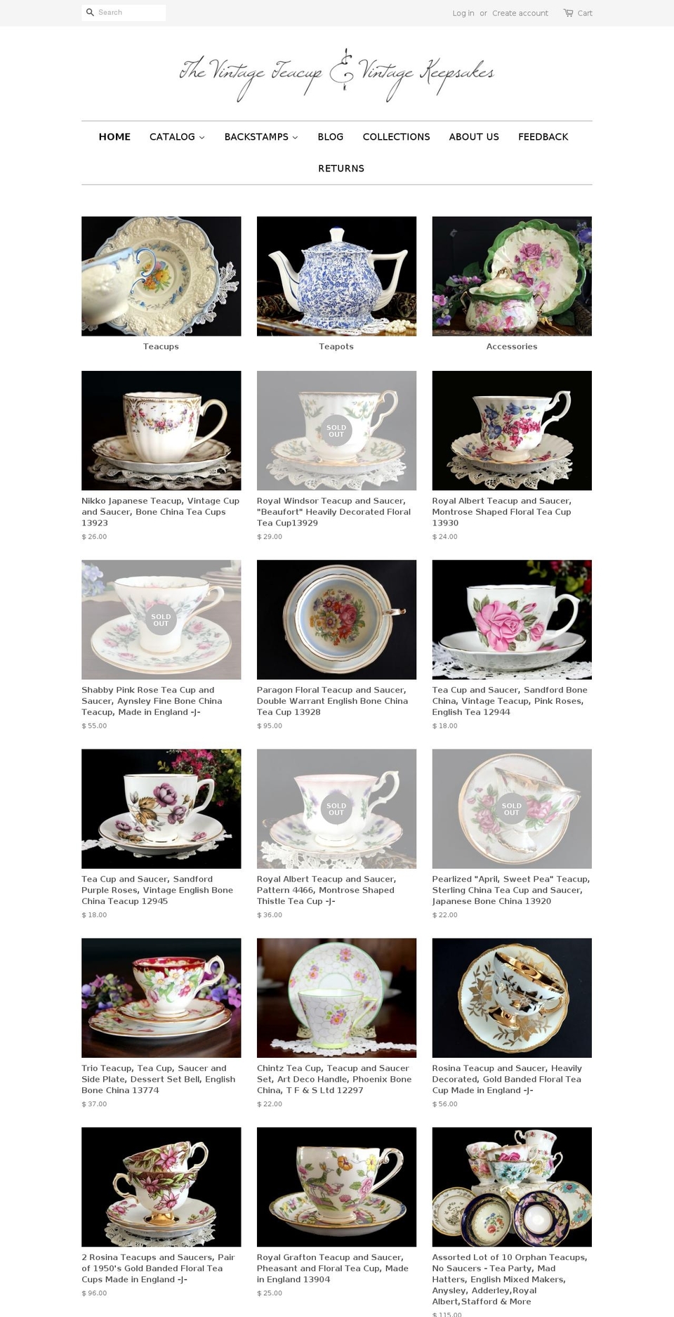 thevintageteacup.us shopify website screenshot