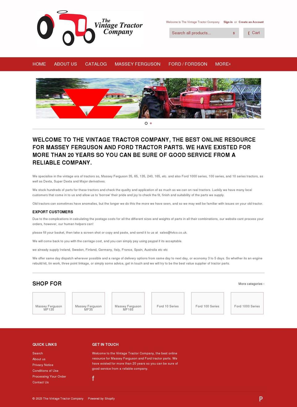 thevintagetractorcompany.co.uk shopify website screenshot