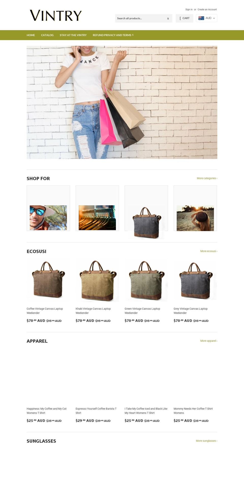 thevintry.com shopify website screenshot