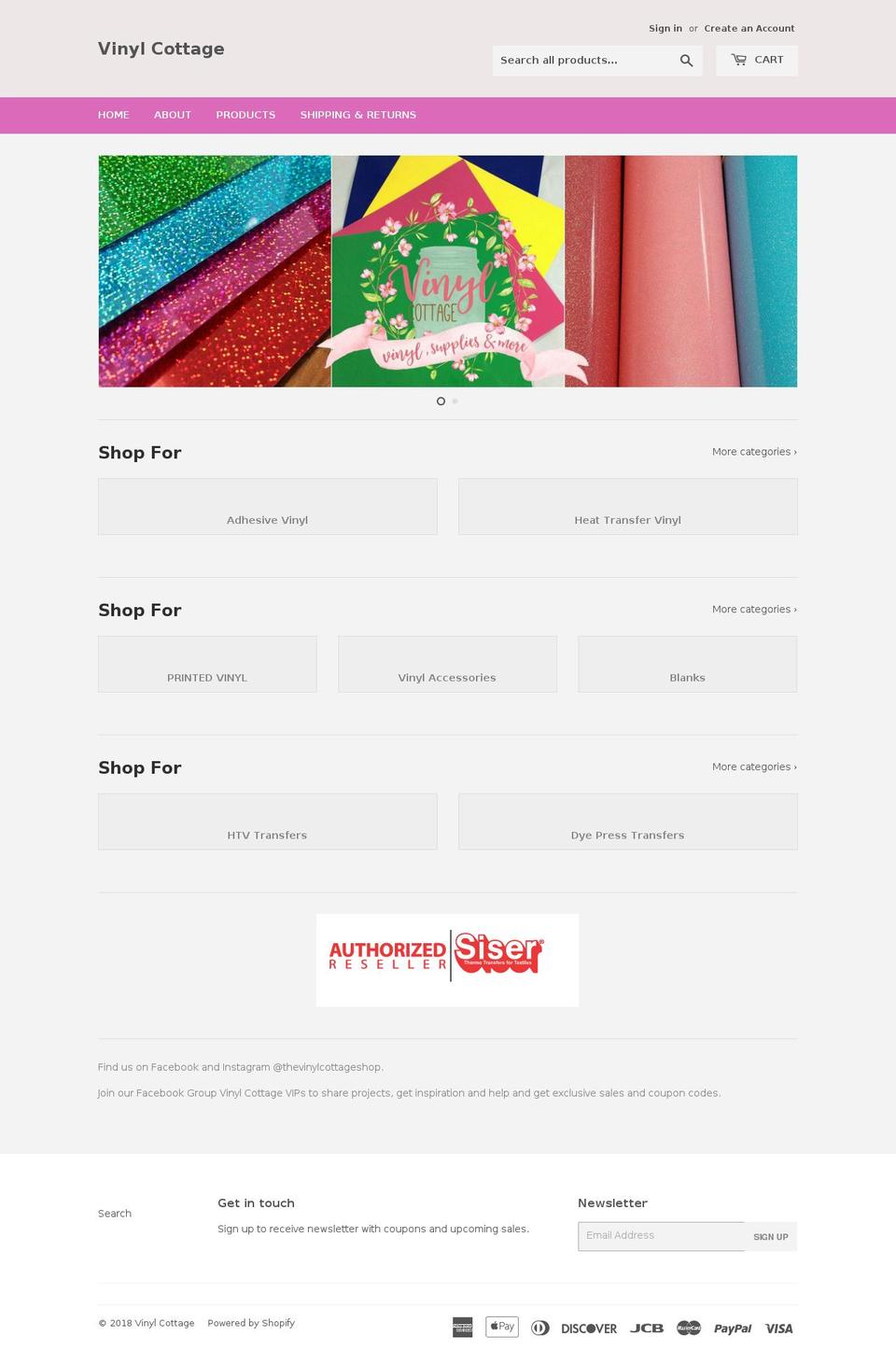 thevinylcottageshop.com — Shopify storefront screenshot