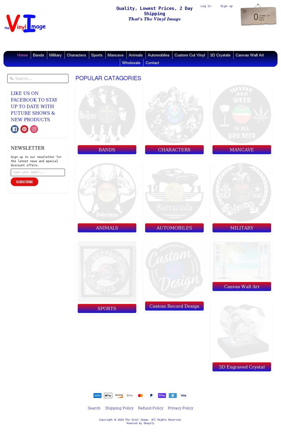 thevinylimage.com shopify website screenshot