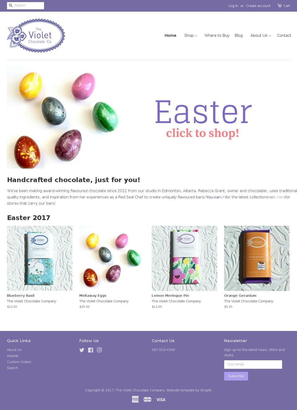 thevioletchocolatecompany.com shopify website screenshot