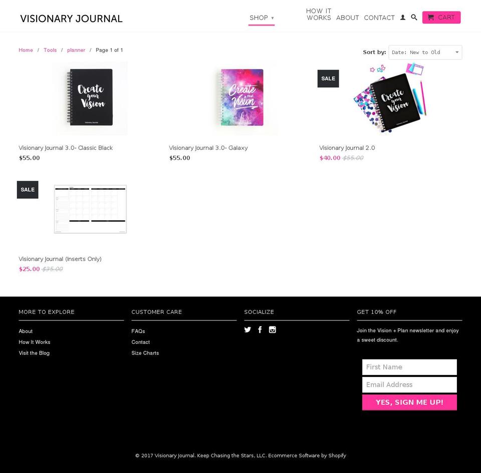 thevisionaryjournal.com shopify website screenshot