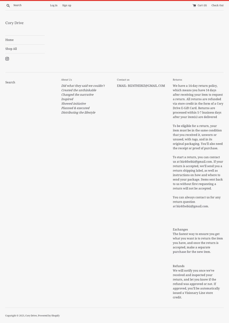 thevisionaryline.com shopify website screenshot