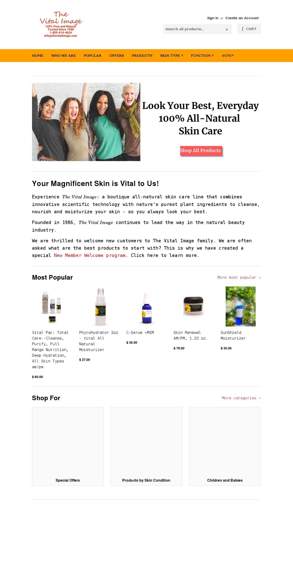 thevitalimage.com shopify website screenshot