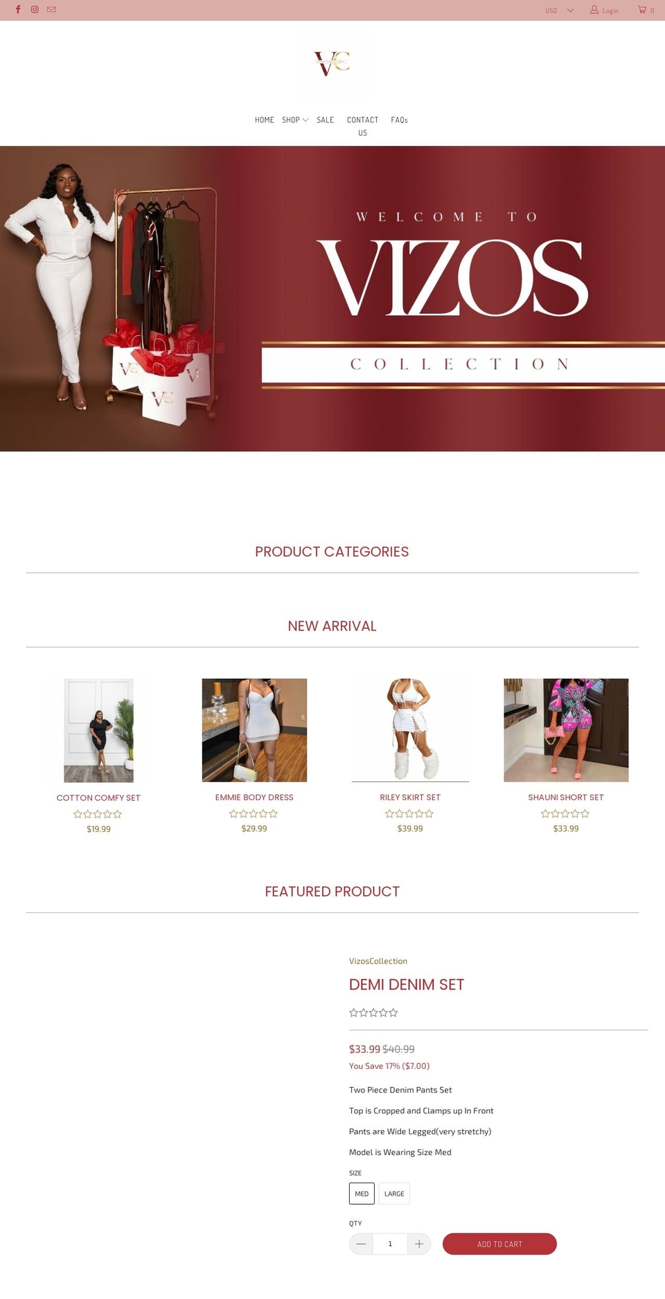 thevizoscollection.com shopify website screenshot
