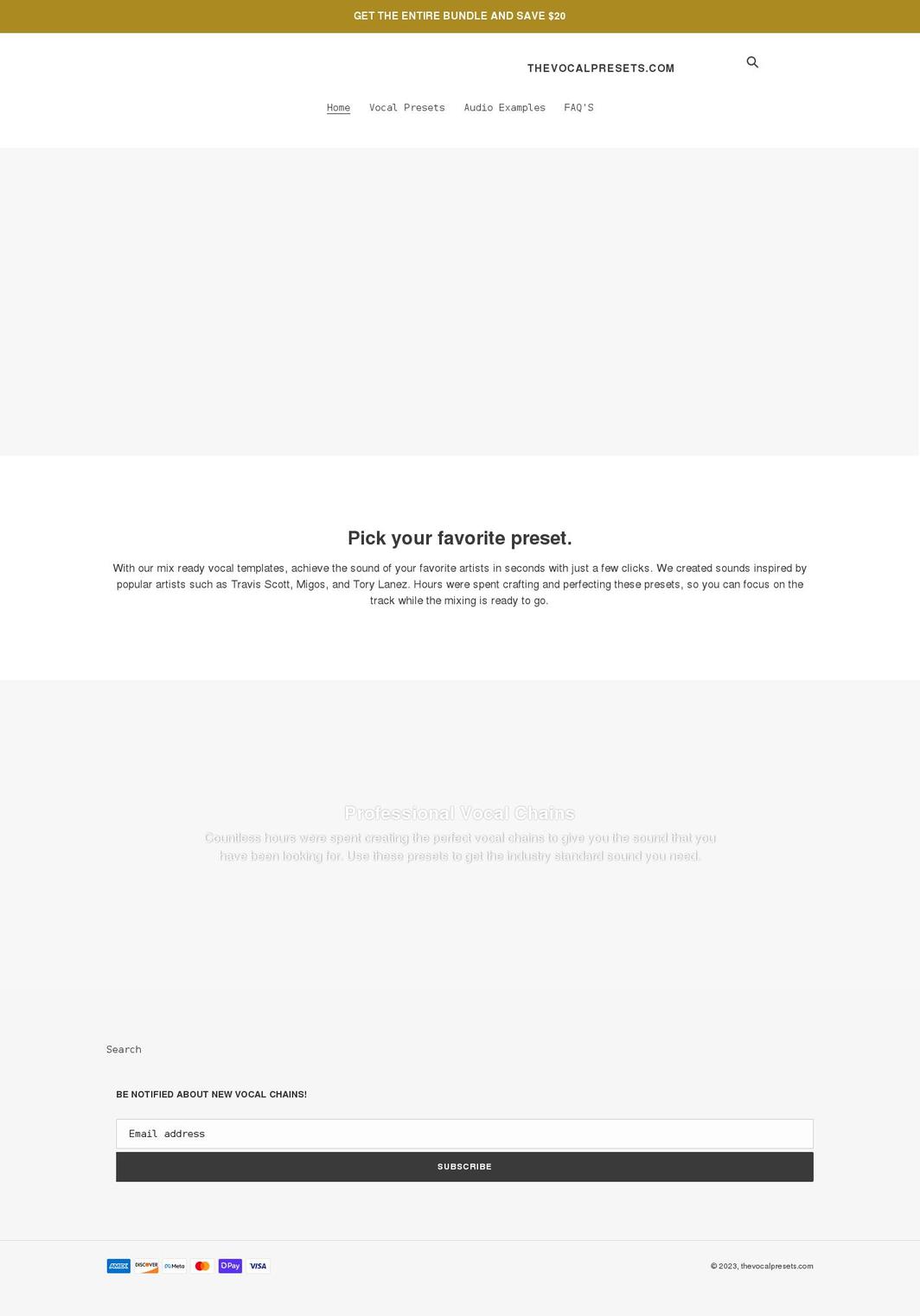 thevocalpresets.com shopify website screenshot