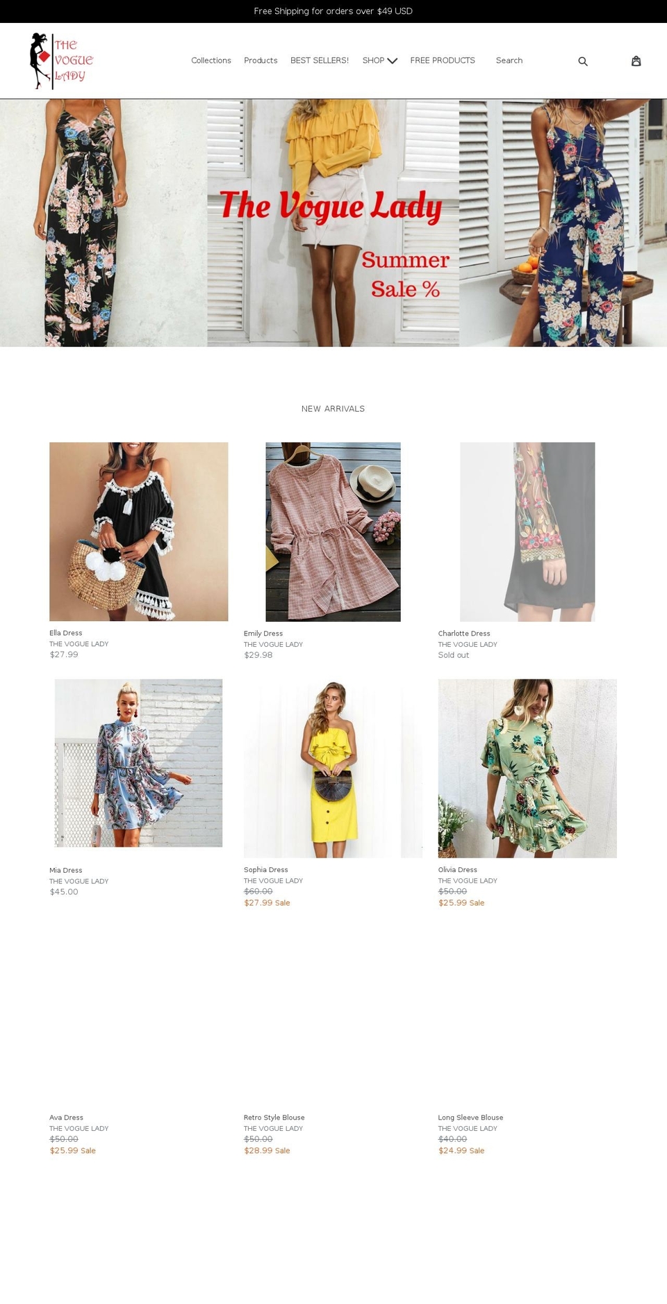 thevoguelady.com — Shopify storefront screenshot