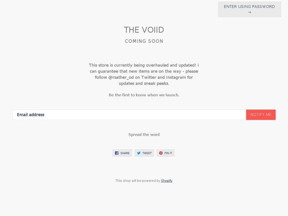 thevoiid.com shopify website screenshot