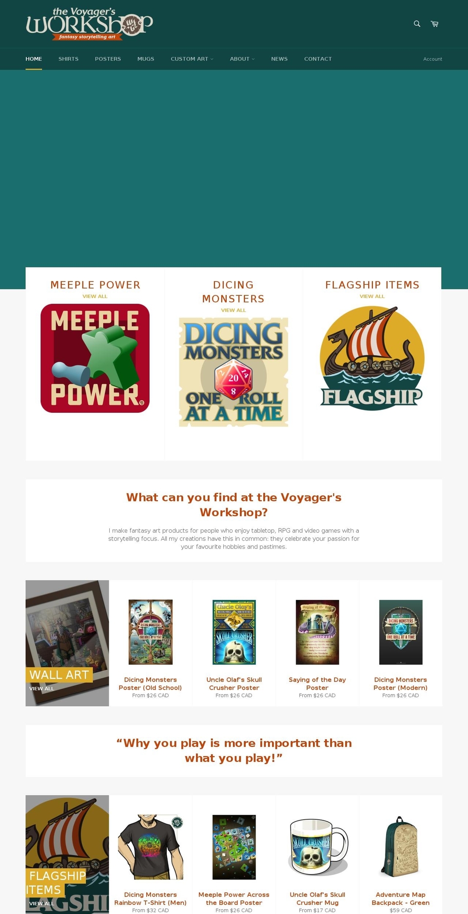 thevoyagersworkshop.com shopify website screenshot