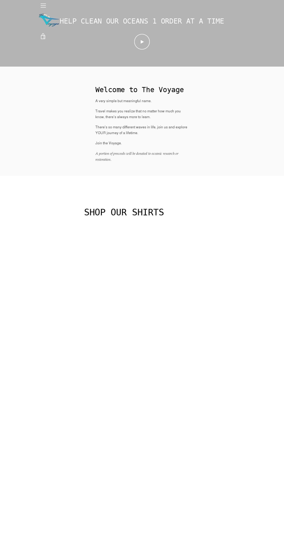 thevoyageshirts.com shopify website screenshot