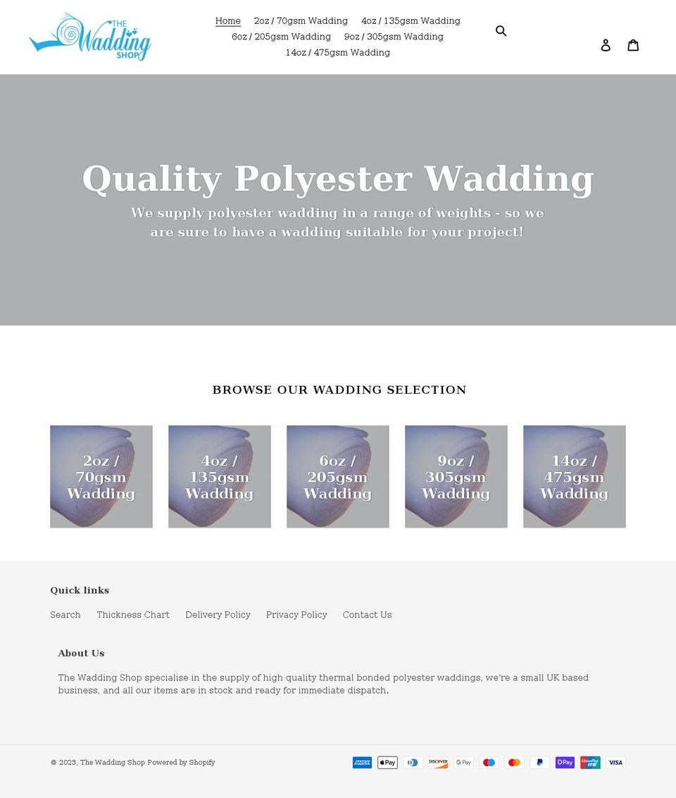 thewaddingshop.co.uk shopify website screenshot