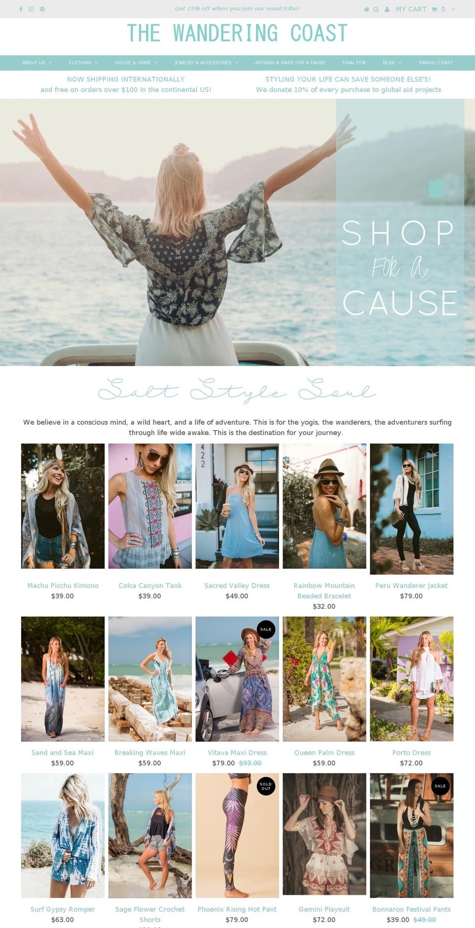 thewanderingcoast.com shopify website screenshot
