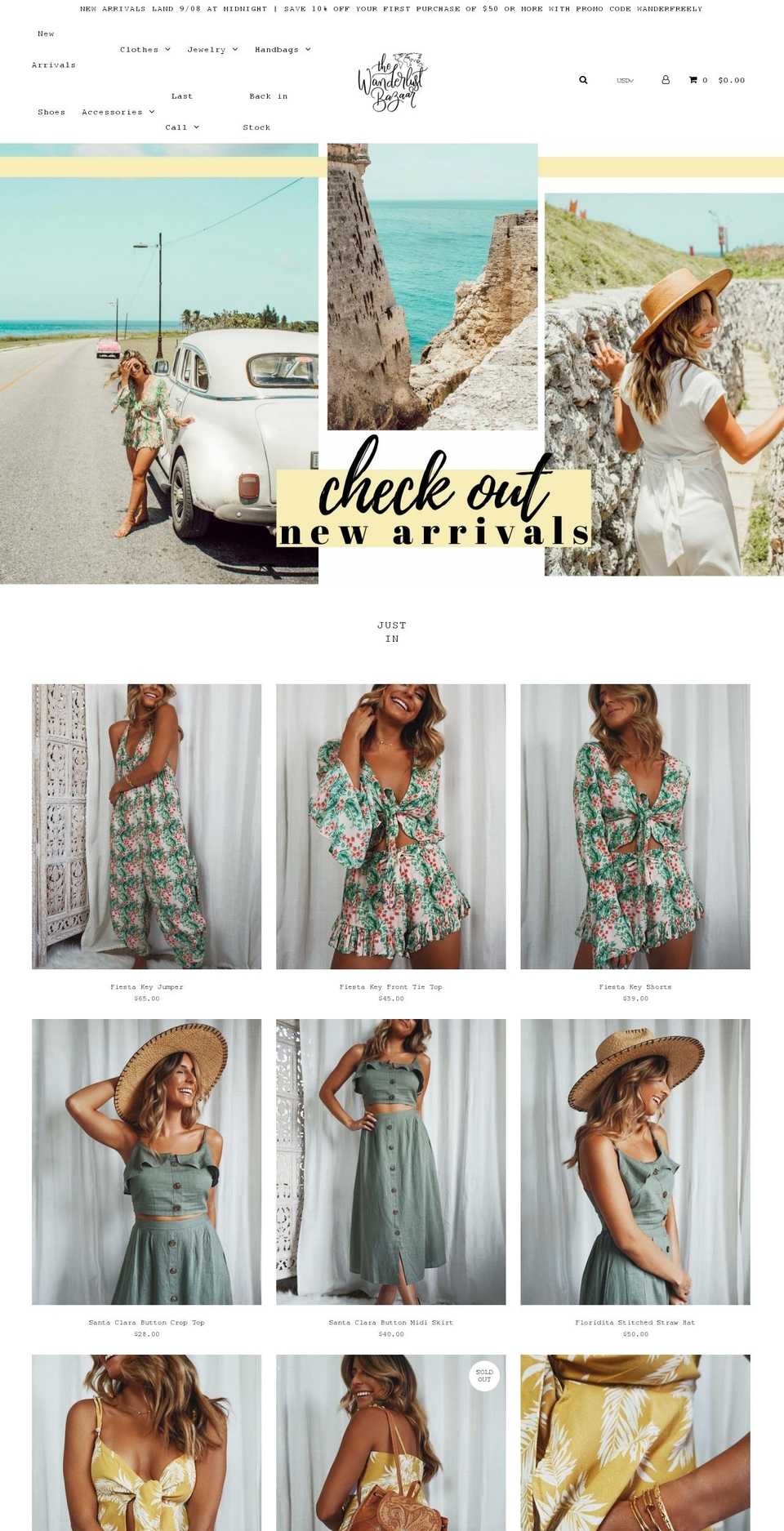 thewanderlustbazaar.com shopify website screenshot
