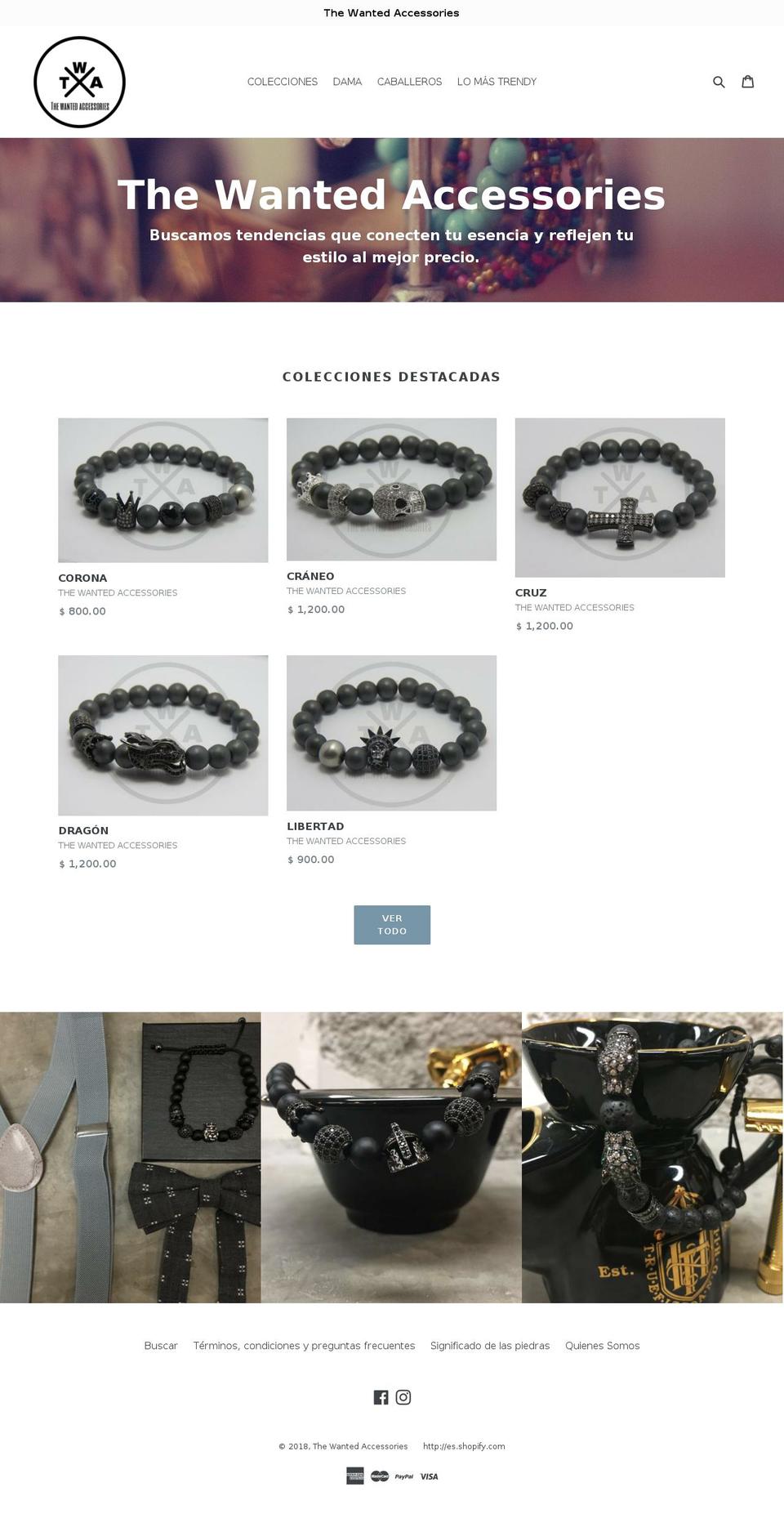 thewantedaccessories.com — Shopify storefront screenshot