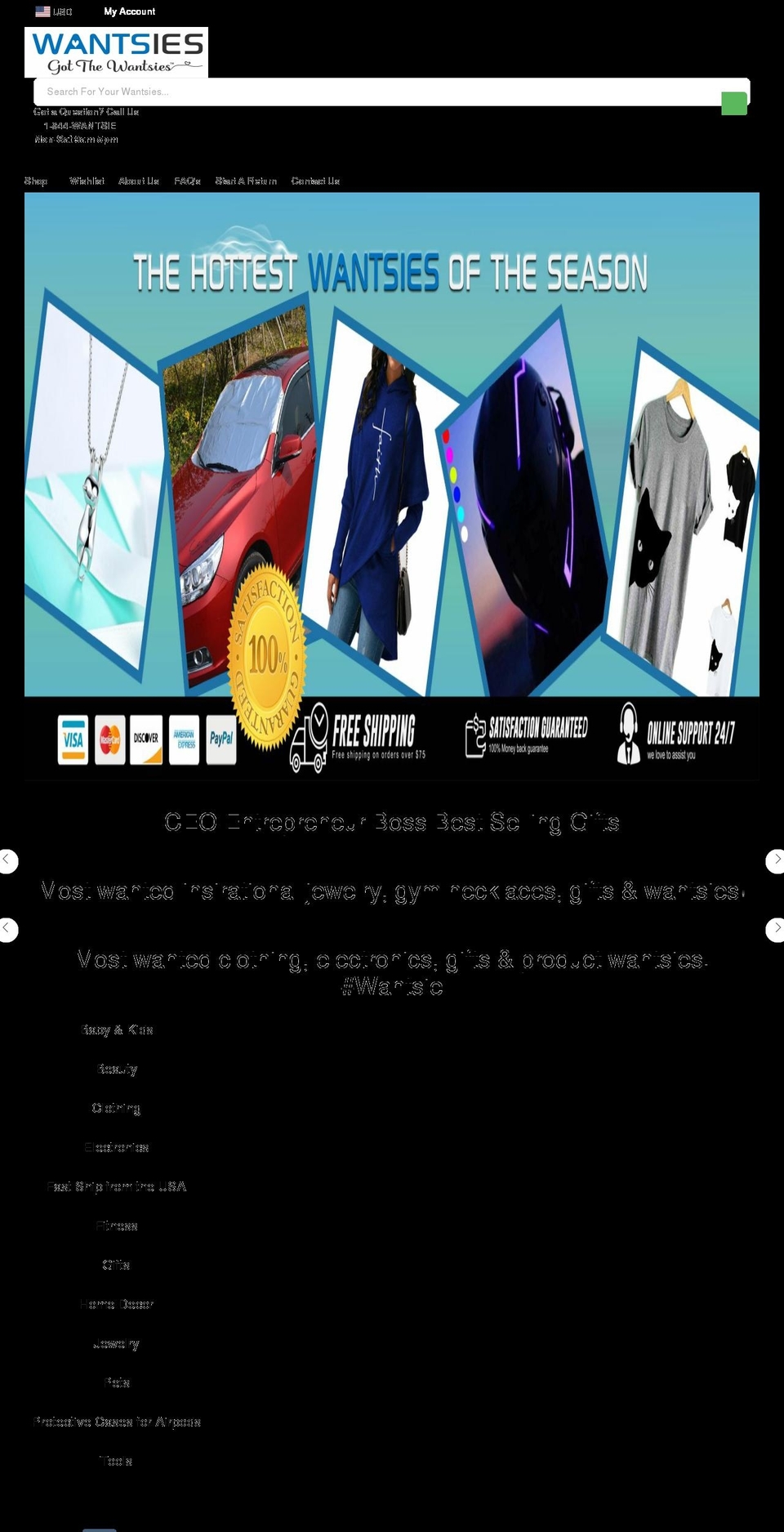 thewantsies.com — Shopify storefront screenshot