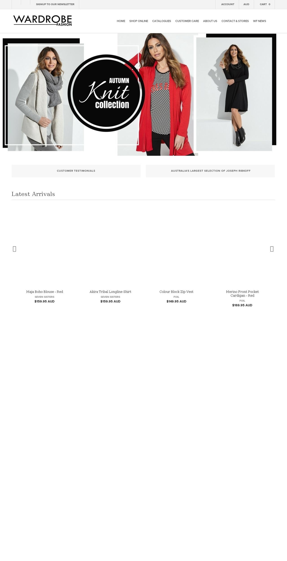 thewardrobe.com.au shopify website screenshot