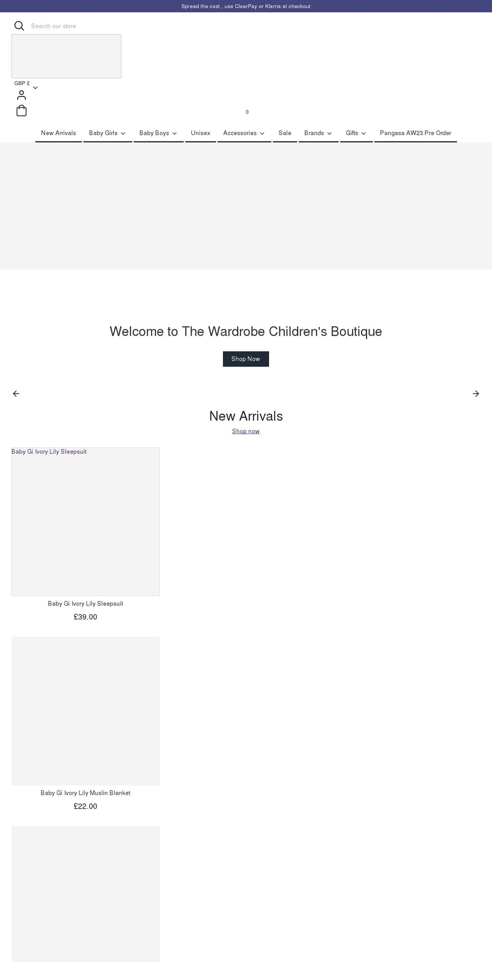 thewardrobechildrensboutique.com shopify website screenshot