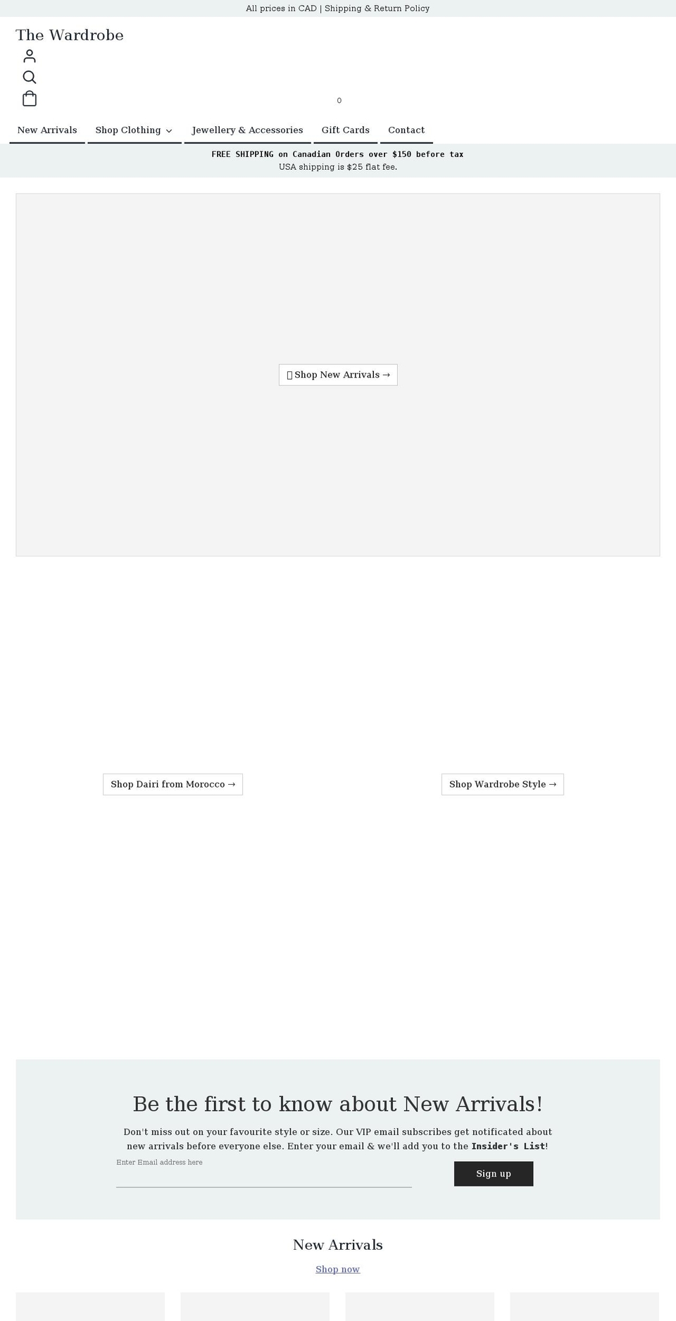 thewardrobestratford.com shopify website screenshot