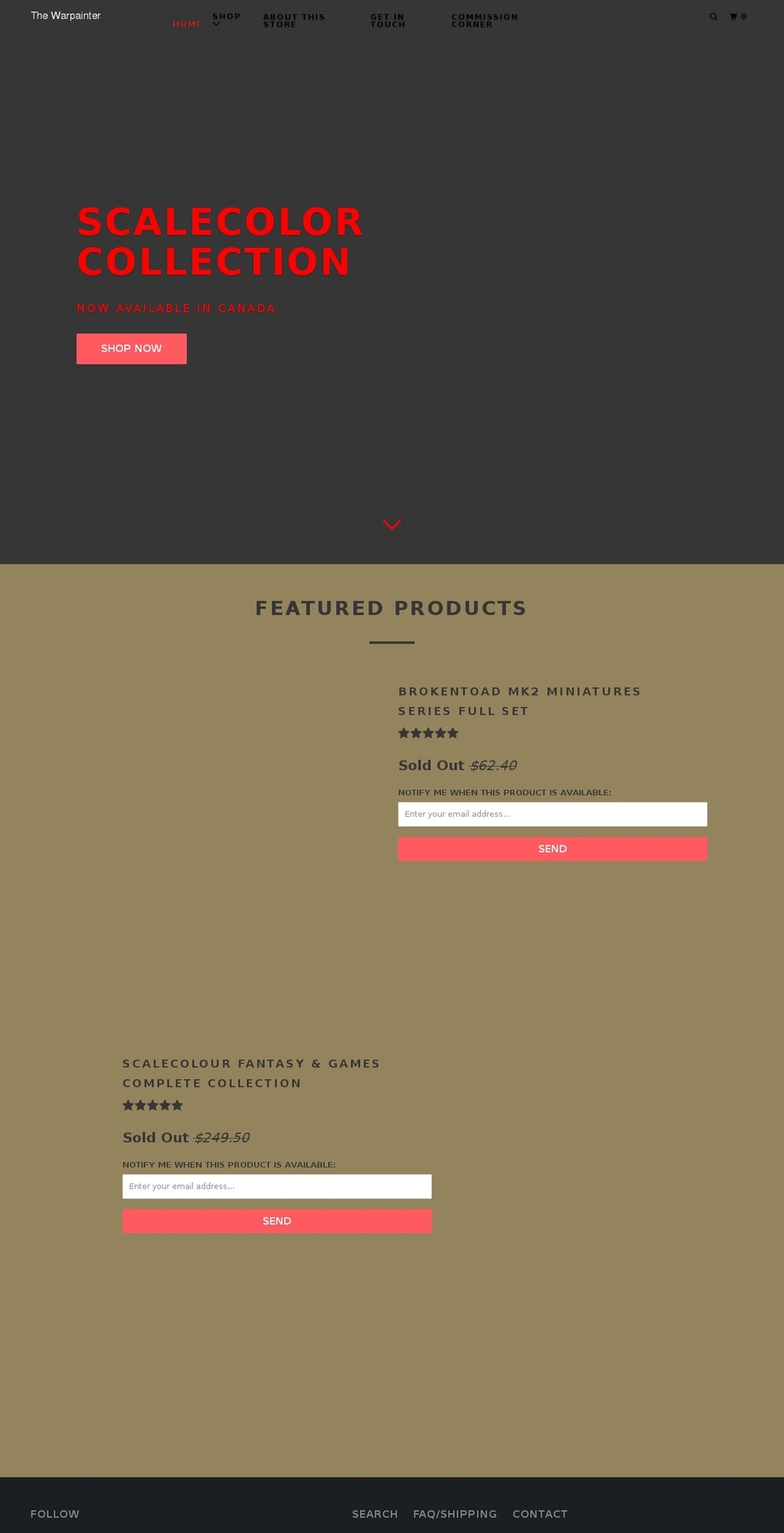 thewarpainter.com — Shopify storefront screenshot