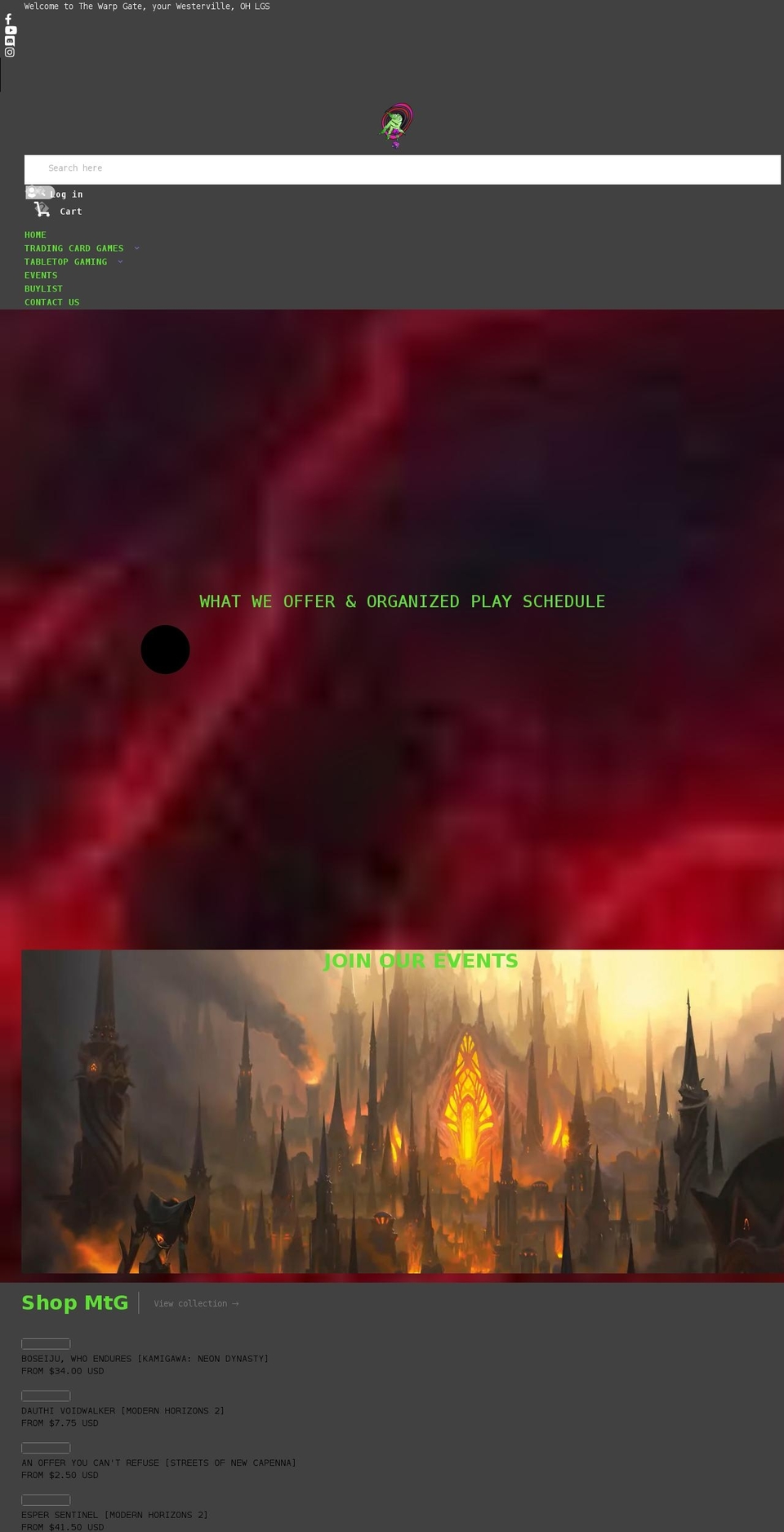 thewarpgate.net shopify website screenshot