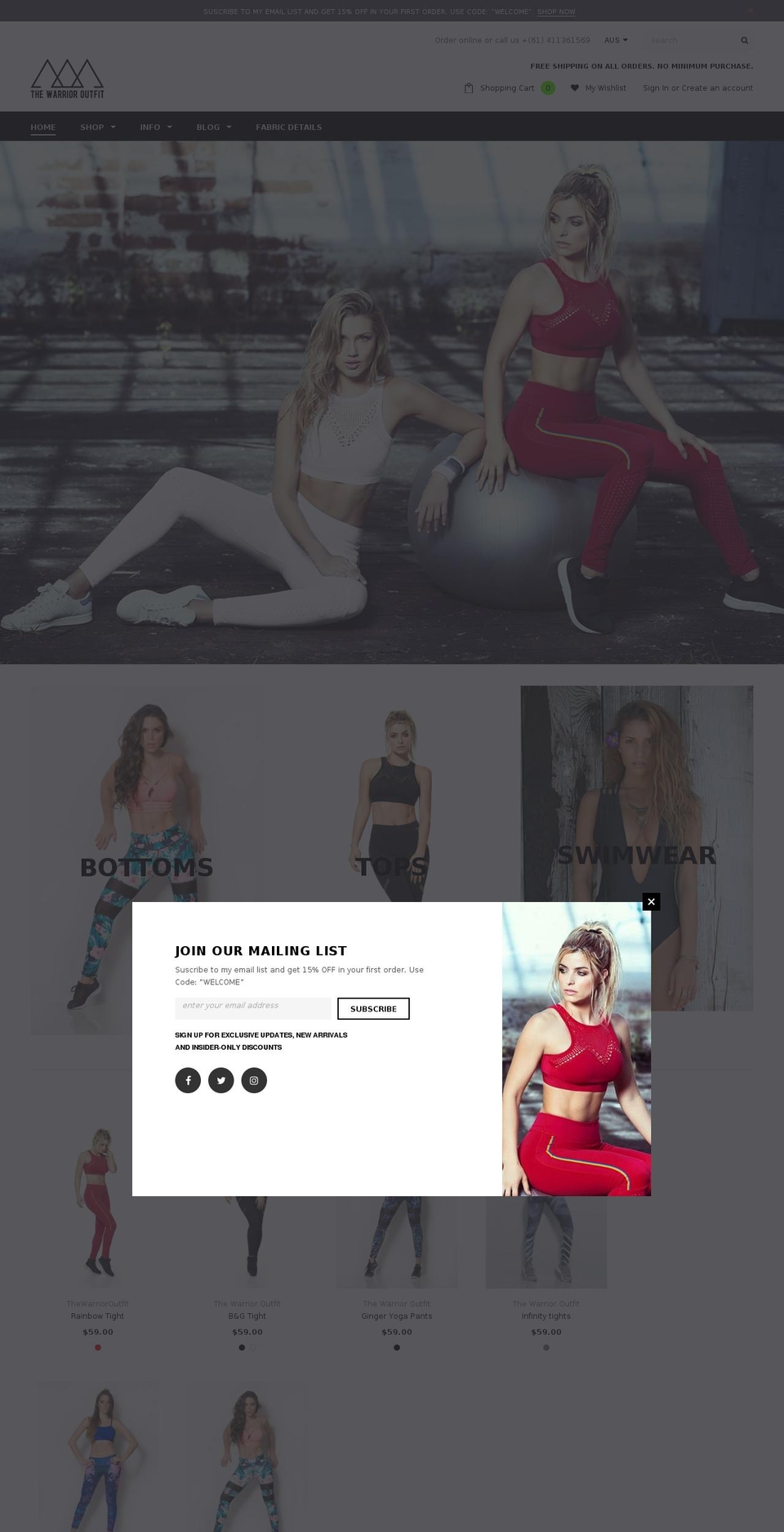 thewarrioroutfit.com shopify website screenshot