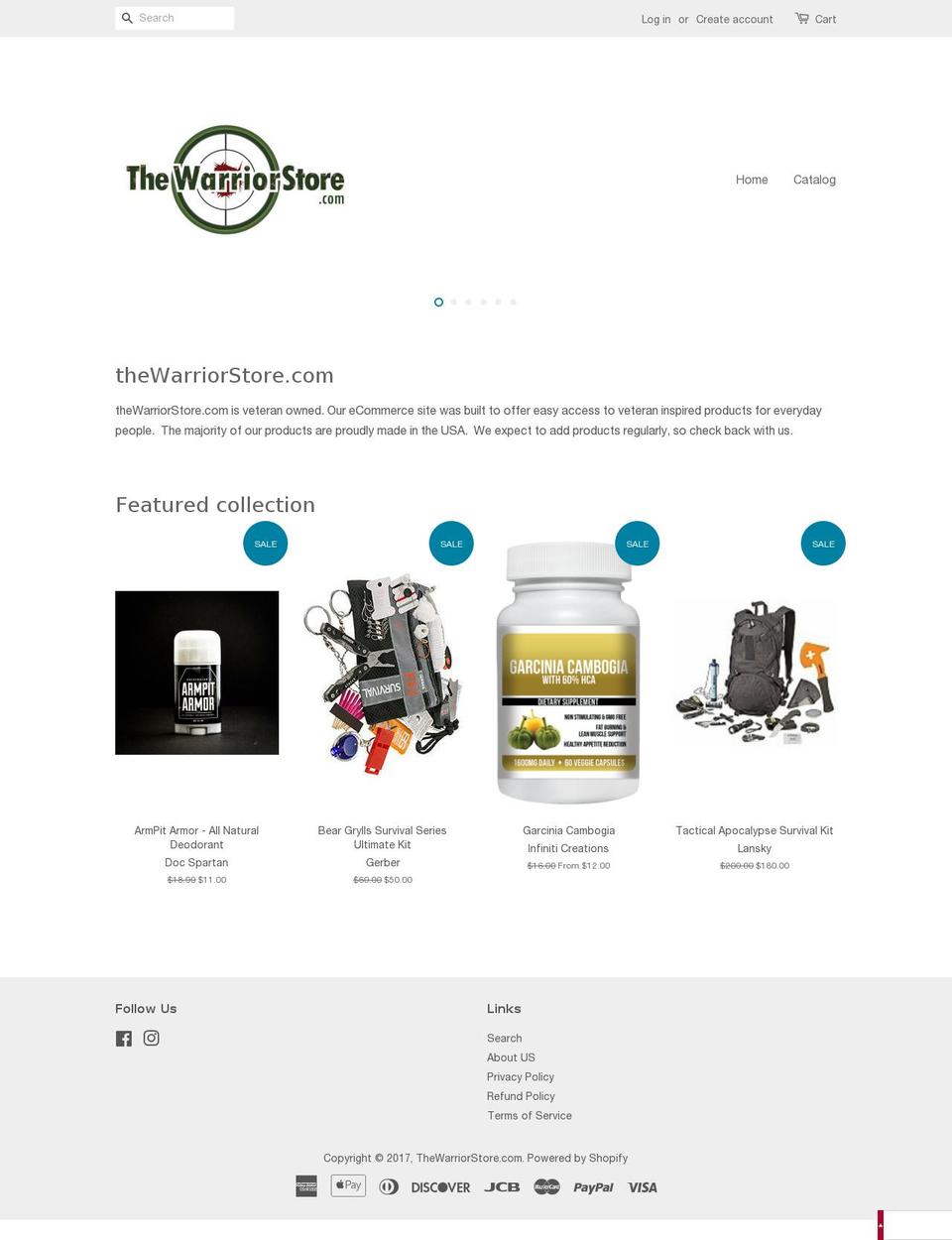 thewarriorstore.com shopify website screenshot