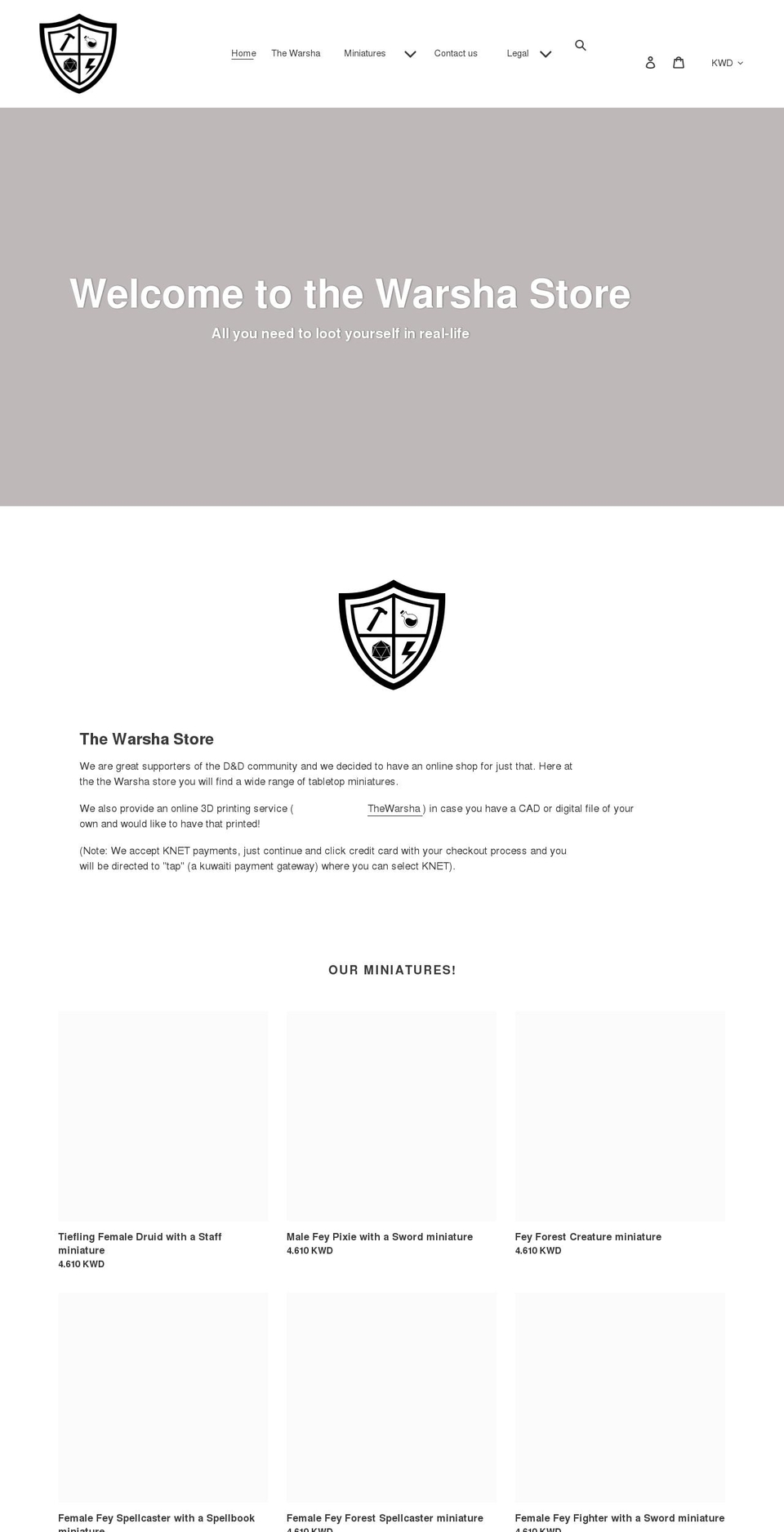 thewarsha.store shopify website screenshot