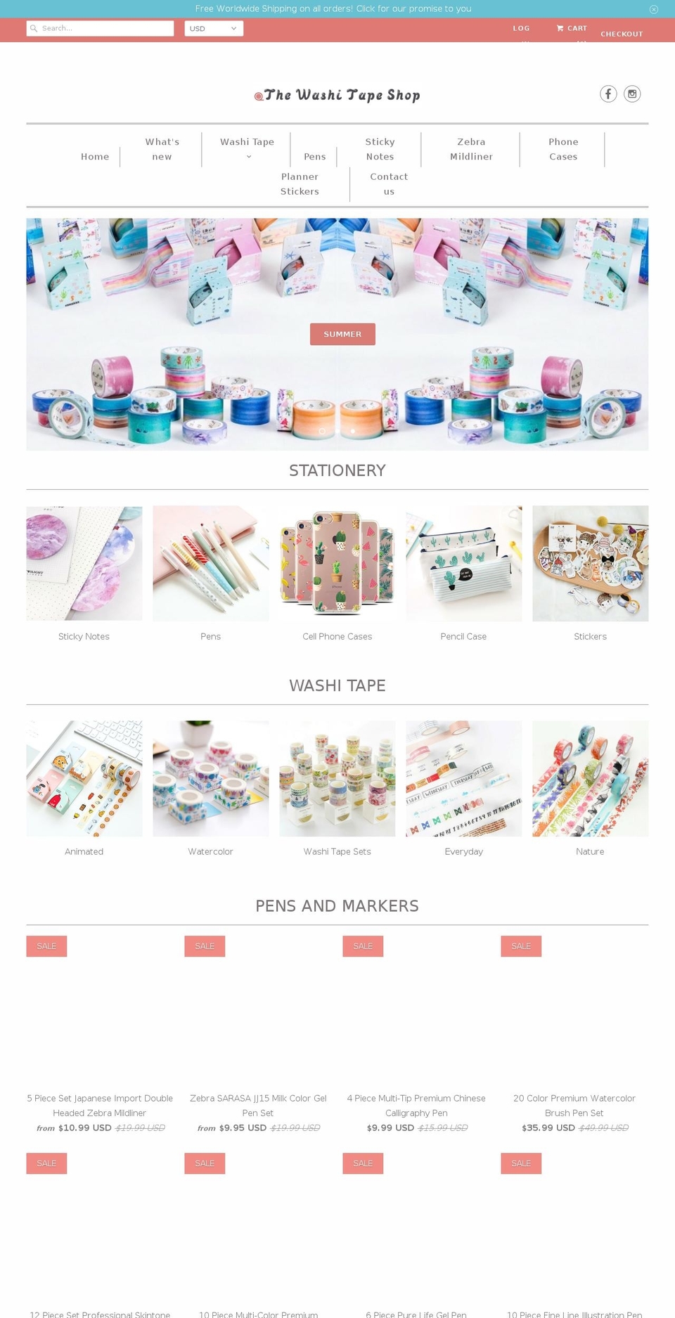 thewashitapeshop.com shopify website screenshot