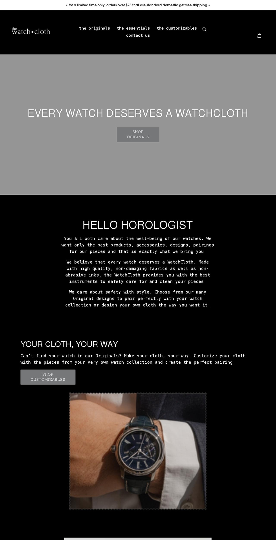 thewatchcloth.com shopify website screenshot