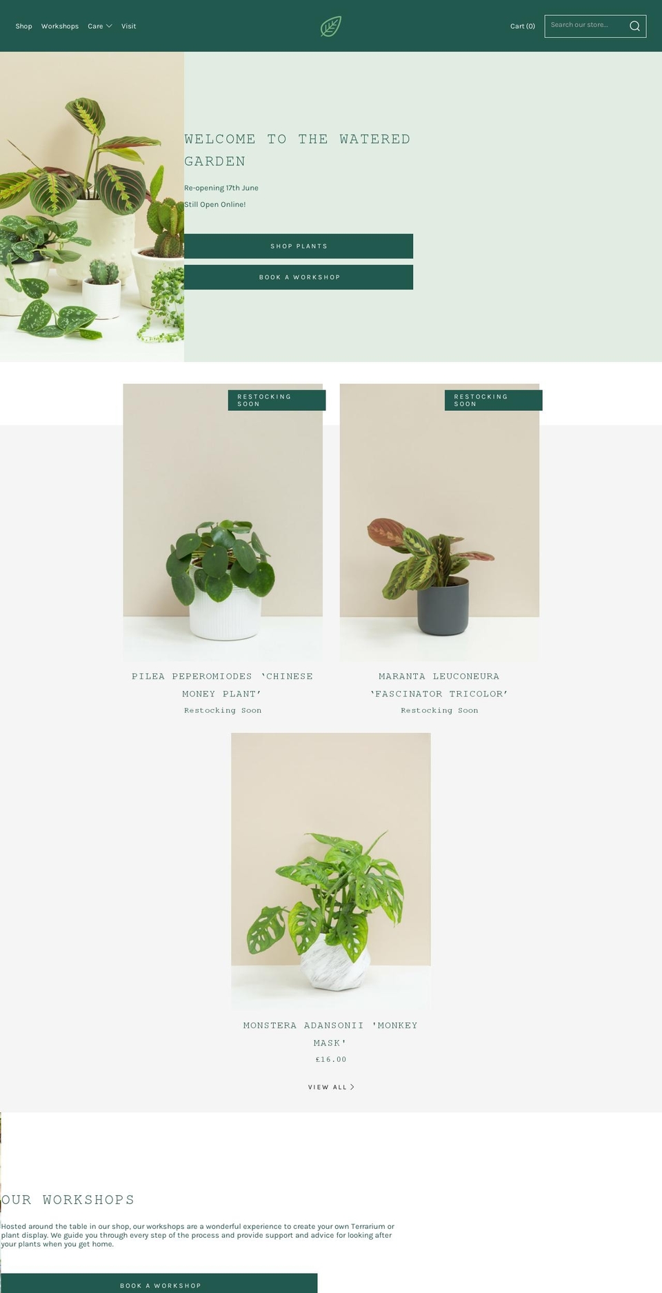 Garden Shopify theme site example thewateredgarden.co.uk