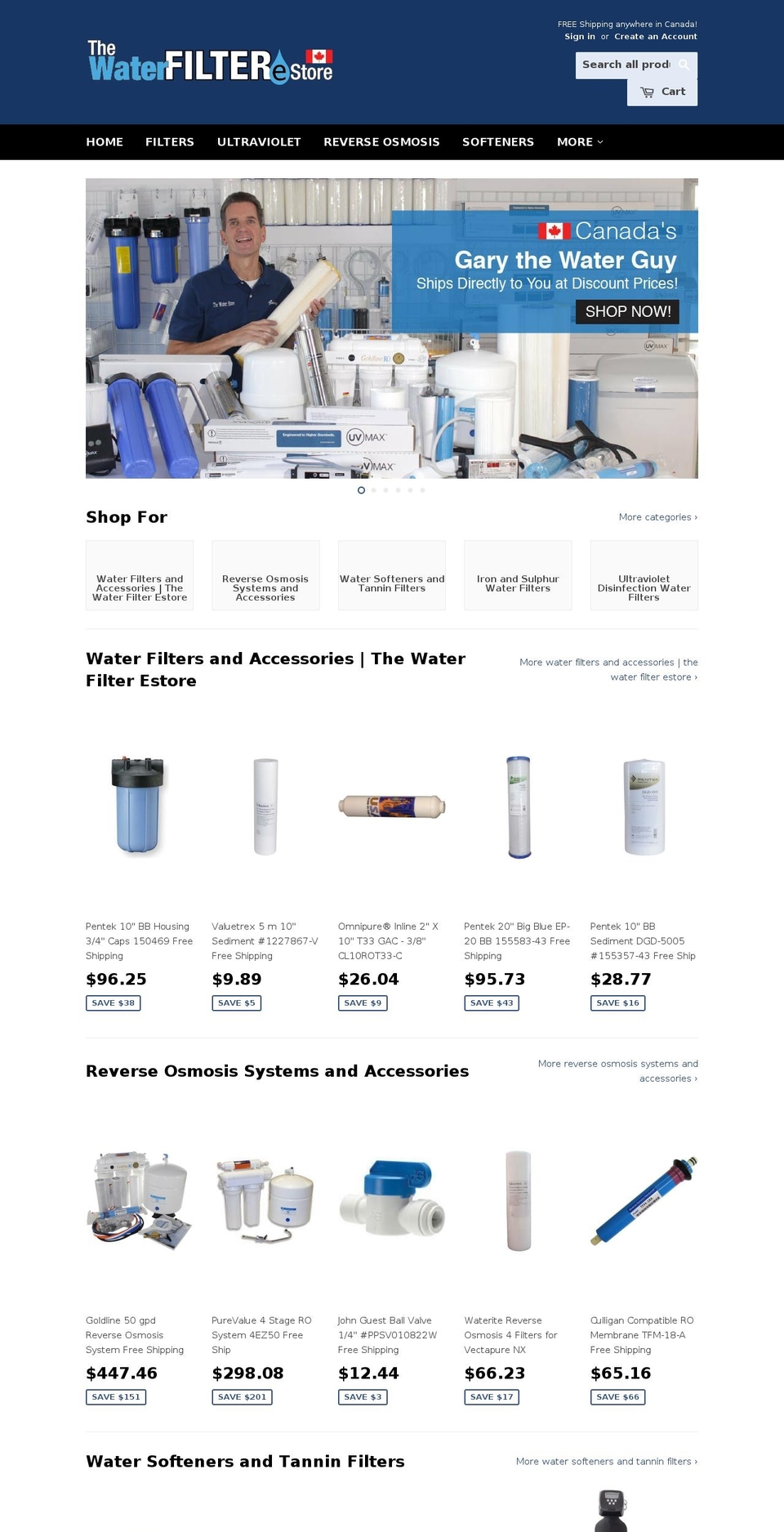 thewaterfilterestore.com shopify website screenshot