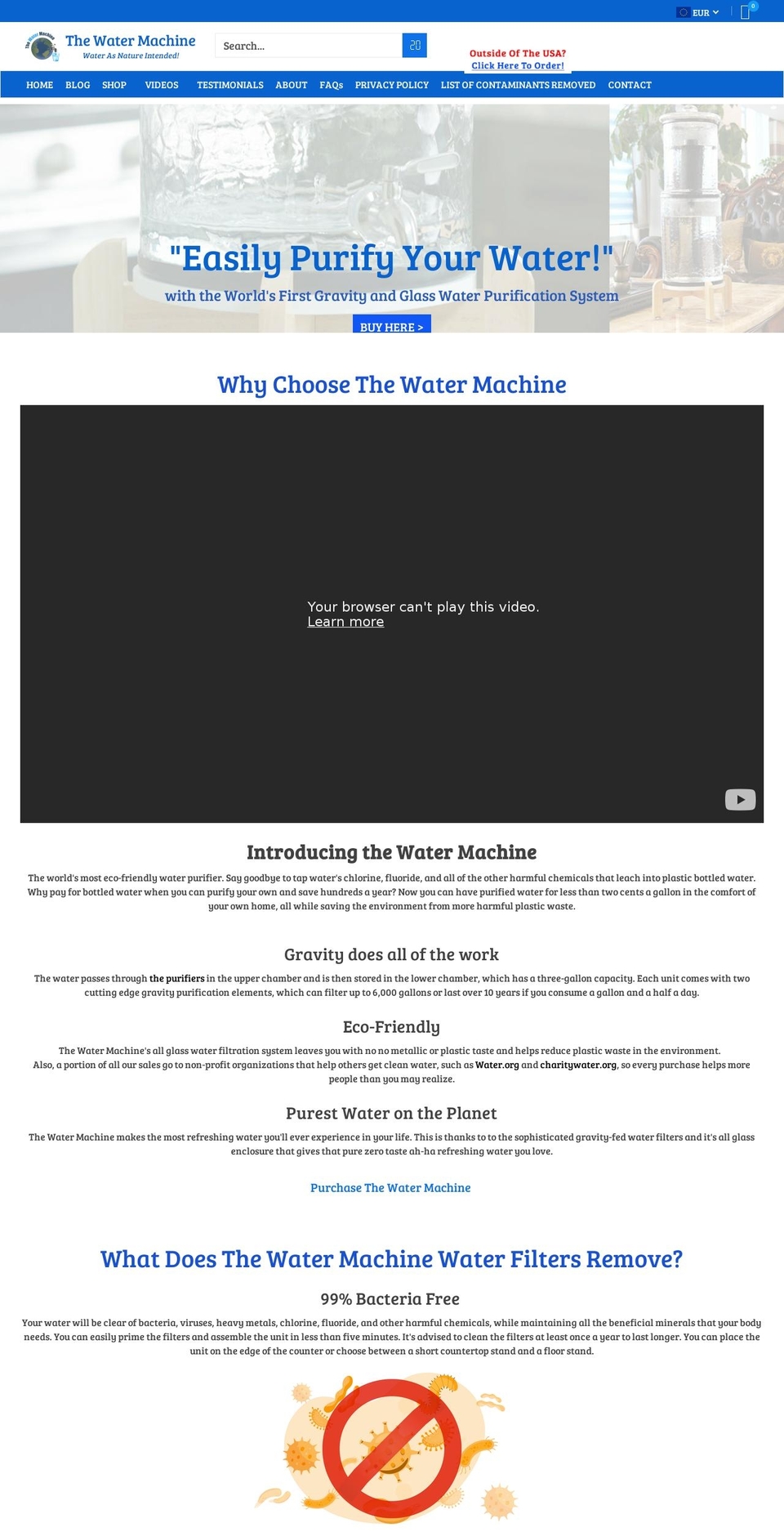 thewatermachine.com shopify website screenshot