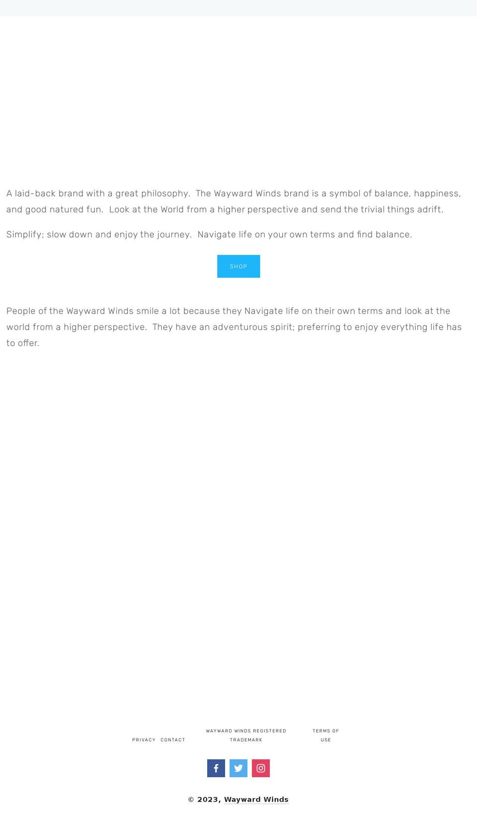 thewaywardwinds.com — Shopify storefront screenshot